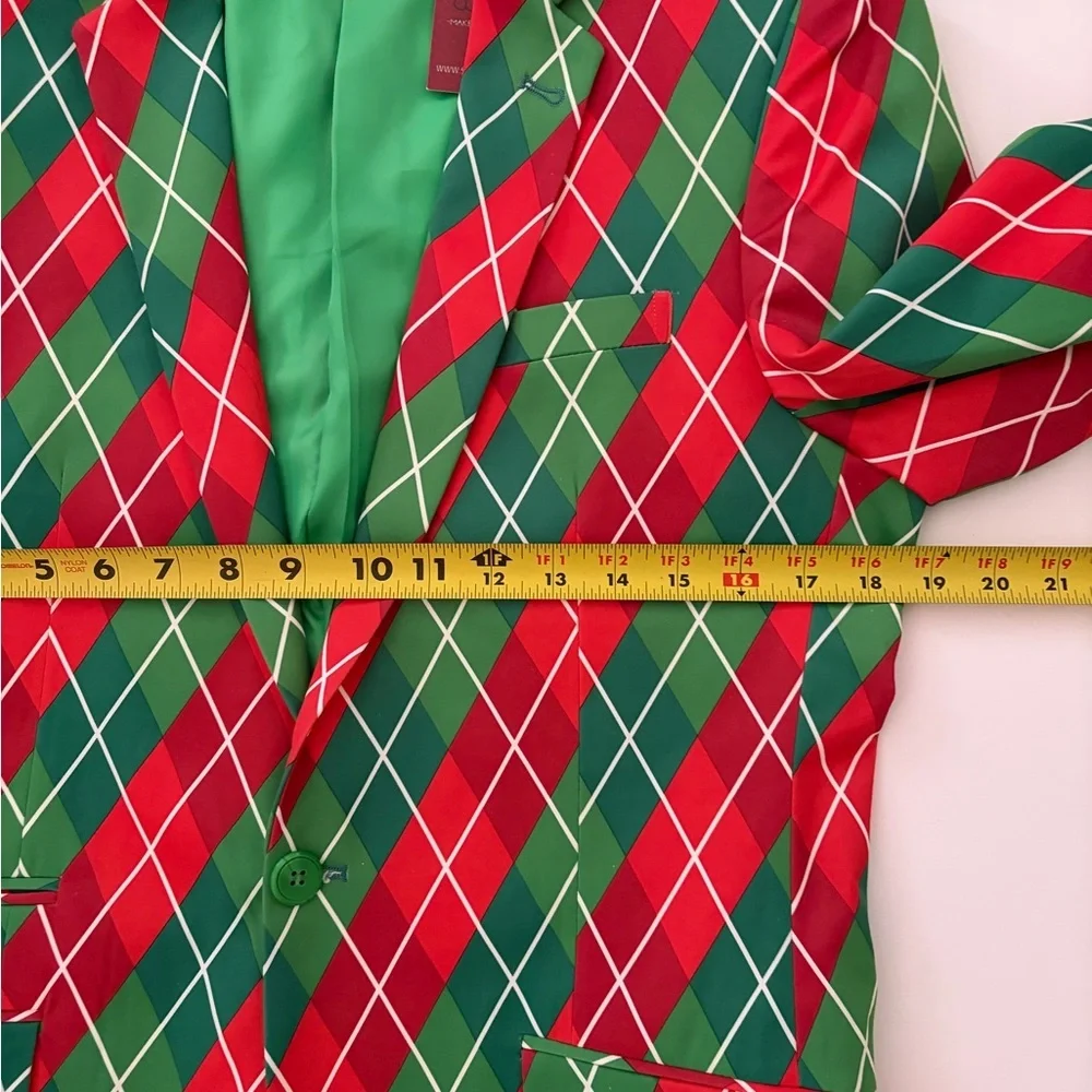 Suslo Couture Blazer Jacket Green Red NWT size Small size 38 - Picture 8 of 14